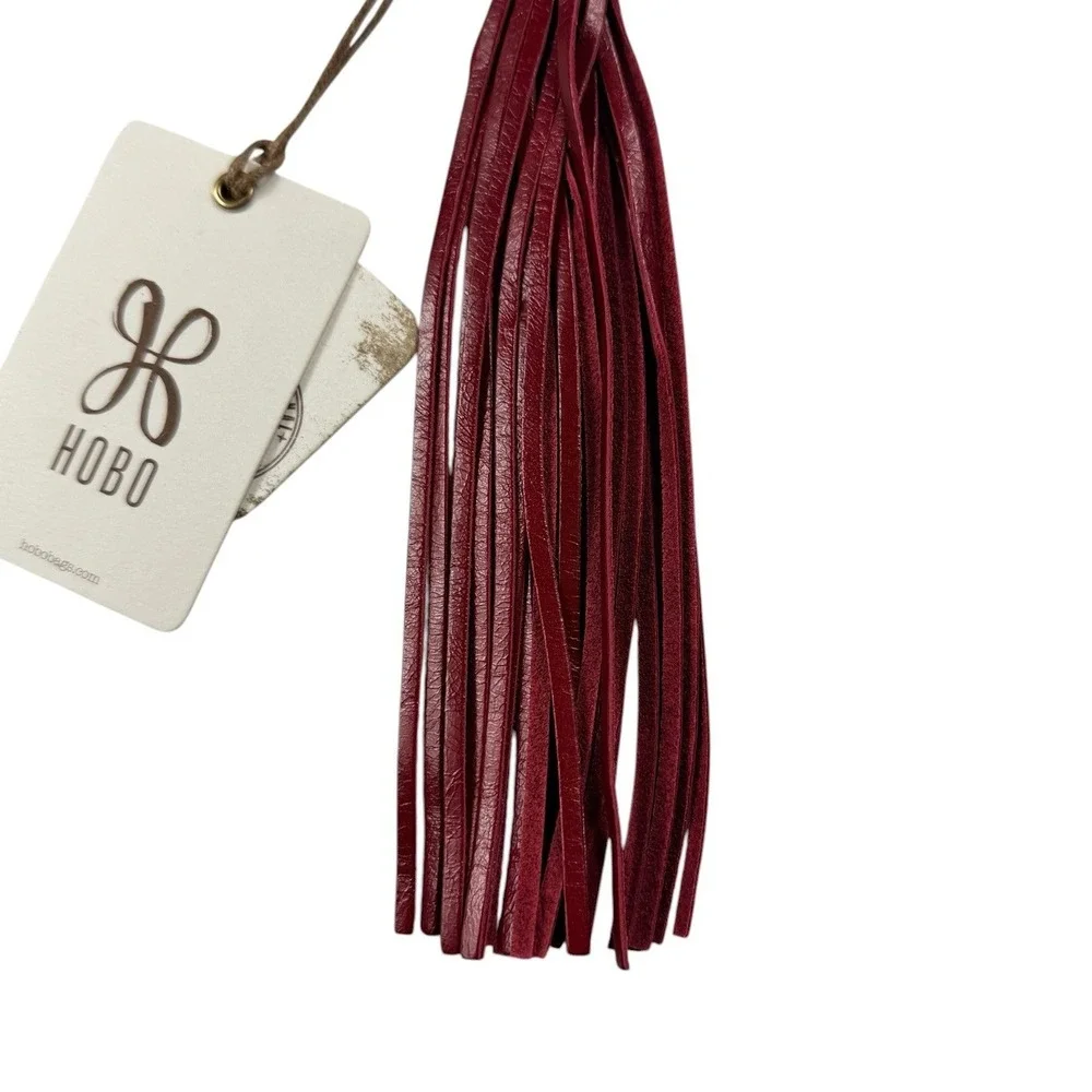 HOBO Wisp Leather Tassel Keychain Cardinal Red Bag Charm VI-34001CARD NEW